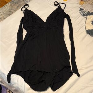 Black Lace Trim Spaghetti Strap Top
